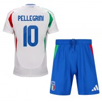 Fotbalové Dres Itálie Lorenzo Pellegrini #10 Dětské Venkovní ME 2024 Krátký Rukáv (+ trenýrky)